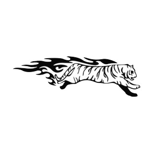 Flamboyant white tiger running  listed in flames decals.