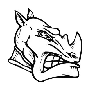 Angry rhinoceros face mascot listed in mascots decals.