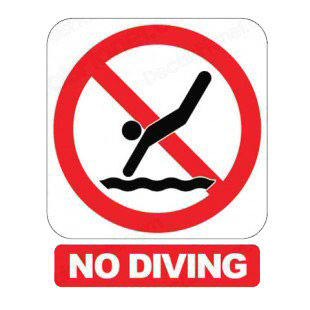 No diving sign with text listed in other signs decals.