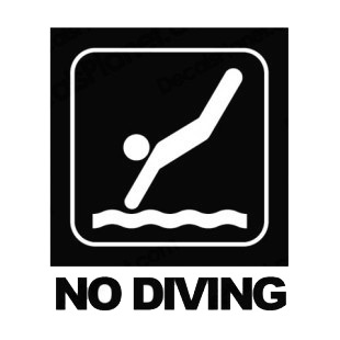 No diving sign with text listed in other signs decals.