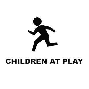 Slow down children at play listed in road signs decals.