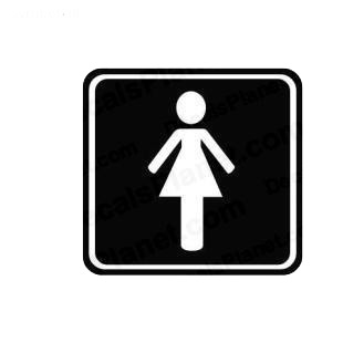 Women toilet sign symbol listed in miscellaneous decals.