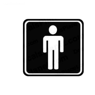 Men toilet sign symbol listed in miscellaneous decals.