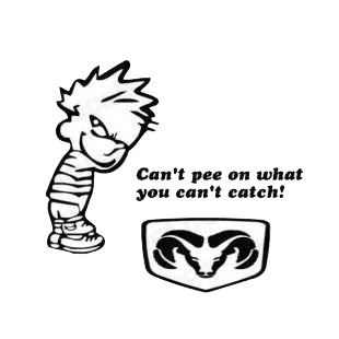 Can't pee on what you can't catch dodge listed in funny decals.