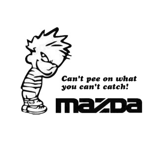 Can't pee on what you can't catch mazda listed in funny decals.