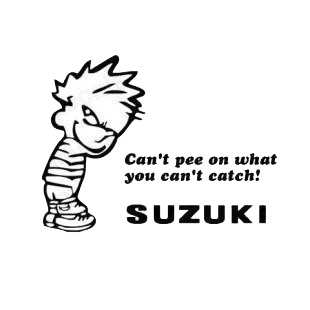 Can't pee on what you can't catch suzuki listed in funny decals.