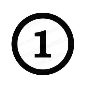 Number one in a circle listed in miscellaneous decals.