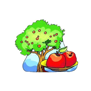 Apple tree with two apples on a dish listed in agriculture decals.