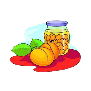 Apricots with a jar full of apricots listed in agriculture decals.