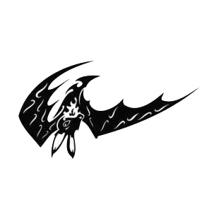 Upside down bat with wings open listed in bats decals.