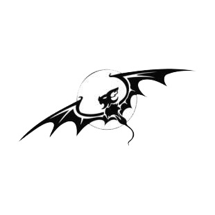 Bat flying and screaming at moonlight listed in bats decals.