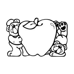 Two bears standing next to an apple listed in bears decals.