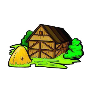 Barn and a haystack listed in agriculture decals.