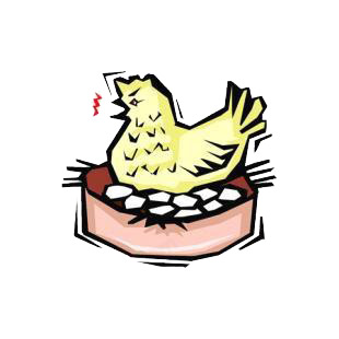 Chicken singing while keeping eggs warm listed in agriculture decals.