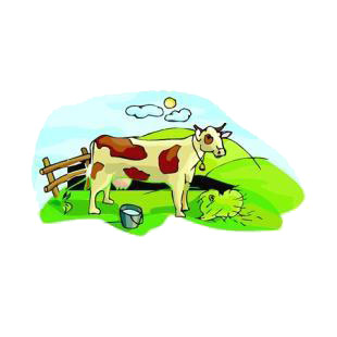 Cow in a pasture listed in agriculture decals.