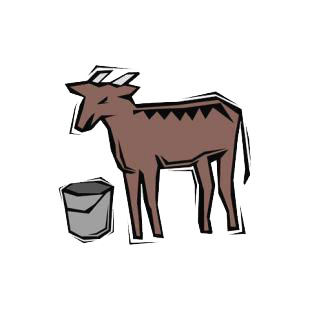 Cow with a bucket listed in agriculture decals.