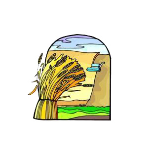 Wheat field being harvest listed in agriculture decals.