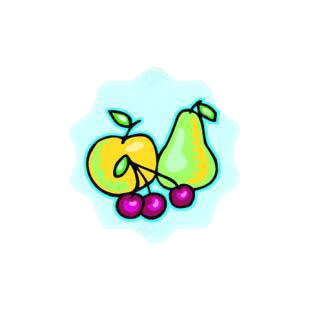 Apple,pear and cherries listed in agriculture decals.