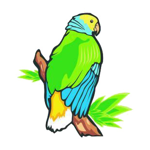 Parrot on a branch listed in birds decals.