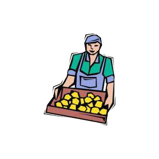 Gardener with lemon basket listed in agriculture decals.