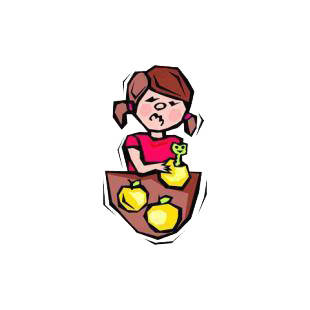 Worm in an apple make girl sad listed in agriculture decals.
