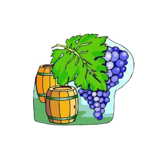 Barrels and grapes listed in agriculture decals.