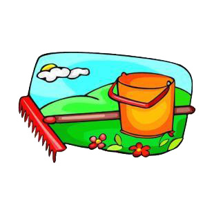 Hay rake with bucket listed in agriculture decals.