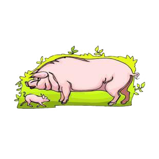 Pig with piglet listed in agriculture decals.