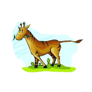 Giraffehorse eating listed in cartoon decals.