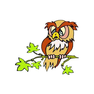 Tired owl listed in cartoon decals.