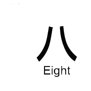 Eight asian symbol word listed in asian symbols decals.