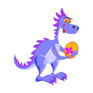 Blue dinosaur holding egg listed in dinosaurs decals.