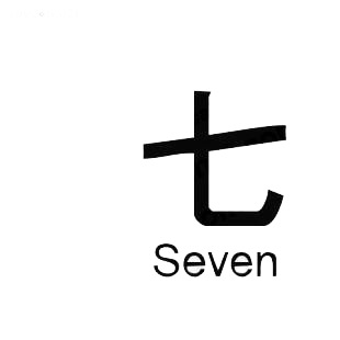 Seven asian symbol word listed in asian symbols decals.