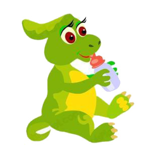 Baby dinosaur drinking milk listed in dinosaurs decals.