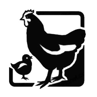 Chicken and chick logo listed in farm decals.