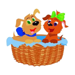 Cute dogs in a basket listed in dogs decals.