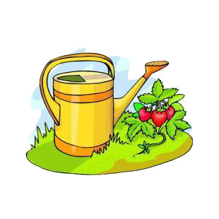 Sprinkling can with strawberry plant listed in agriculture decals.