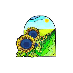 Sunflowers field listed in agriculture decals.