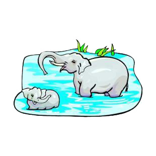 Elephant with calf in the water listed in african decals.