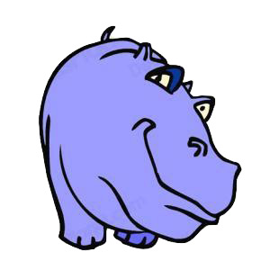 Purple hippopotamus listed in african decals.