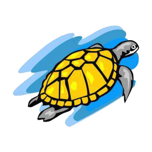 Turtle swimming listed in amphibians decals.