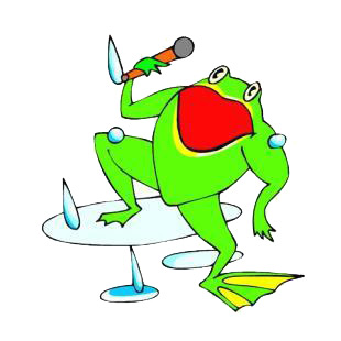 Frog singing in the rain listed in amphibians decals.