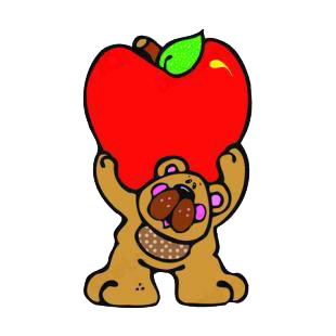 Bear holding big red apple listed in bears decals.