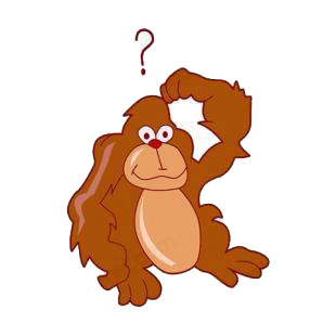 Ape with a question listed in monkeys decals.