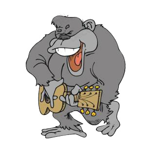 Gorilla playing guitar listed in monkeys decals.