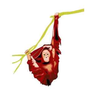Orangutan holding to a branch  listed in monkeys decals.