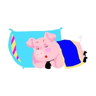Pig sleeping listed in farm decals.