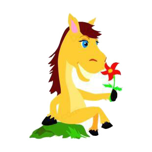 Horse holding a flower listed in horse decals.