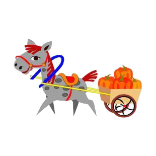 Horse pulling a chariot with pumpkins listed in horse decals.