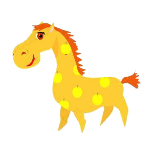 Yellow horse with apple logos listed in horse decals.